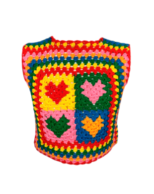Nessi Byrd rainbow colorful crochet tank top with heart details | Kids' Swimsuits | Miami, FL & White Plains, NY