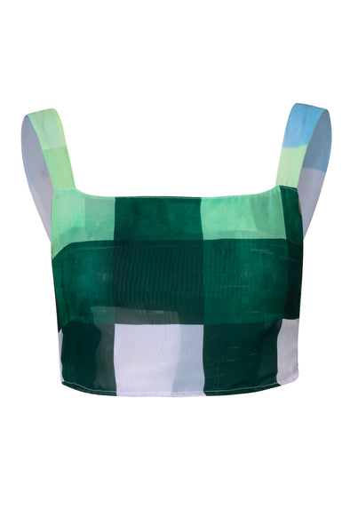 Mola mola tween Green Block Crop Top with Thick Straps | Kids' Swimsuits | Miami, FL & White Plains, NY
