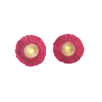 red sunburst earrings