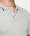 Men's Grey Brice Polo Shirt in Pique Collar