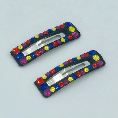 Bari Lynn black rectangular clips with rhinestones 