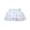 Back of the mola white tiered skirt with blue spots printed on it | Kids' Swimsuits | Miami, FL & White Plains, NY