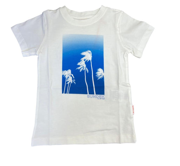 Boys Off-White T-Shirt Printed with Palm Trees