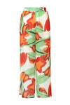 Illana White Leg Pant with Red Carnation Print
