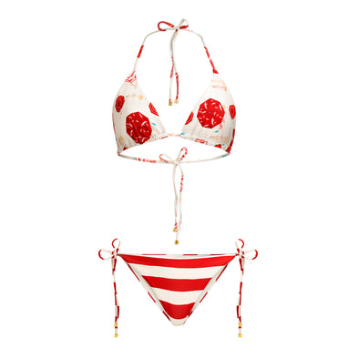 Red and white Caprilola kids' designer bikini