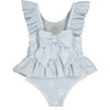 Blue Sky Swim Suit with Ruffles & Bow, Back