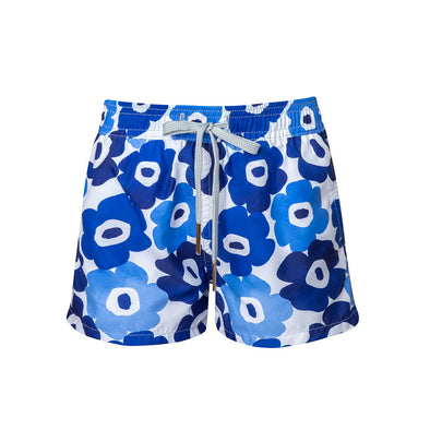 Kids' Designer Swimwear Featuring Blue Flowers