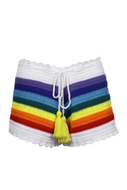Nessi Byrd tween crochet rainbow striped shorts swimsuit coverup | Kids' Swimsuits | Miami, FL & White Plains, NY