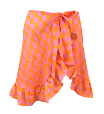 Nessi Byrd orange and pink wrap coverup skirt | Kids' Swimsuits | Miami, FL & White Plains, NY